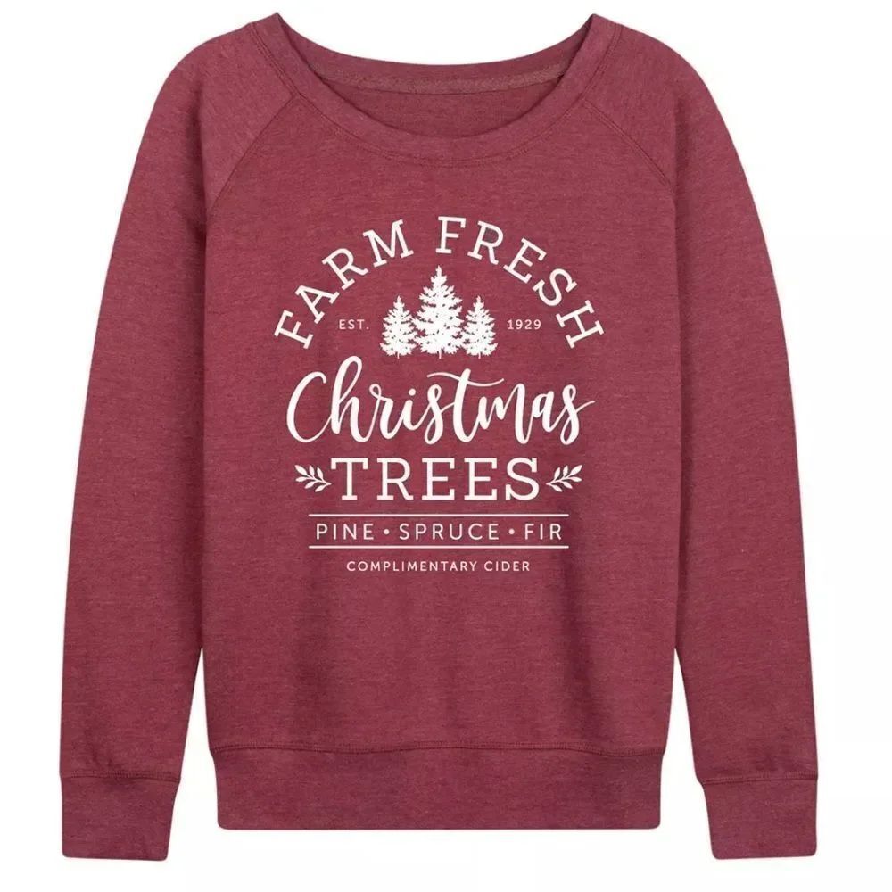 instant message L Ladies Burgundy White Scoop Neck Pullover Sweatshirt